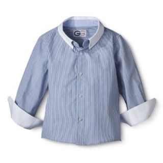 G Cutee Toddler Boys Long Sleeve Striped Buttondown   Blue 4T