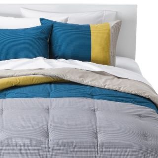 Room Essentials Stripe Colorblock Comforter Set   Teal (Full/Queen)