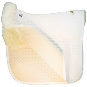 Mattes Gold Wool Square Pad With Bare Flaps   Dressage White Large