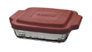 Anchor 8 in Square Sculpted Baking Dish w/ Red Plastic Lid