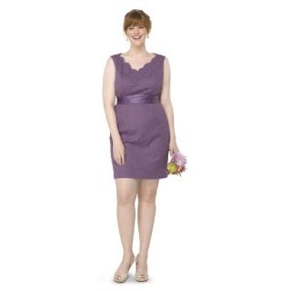 TEVOLIO Womens Plus Size Lace Sleeveless V Neck Dress   Plum Spice   20W