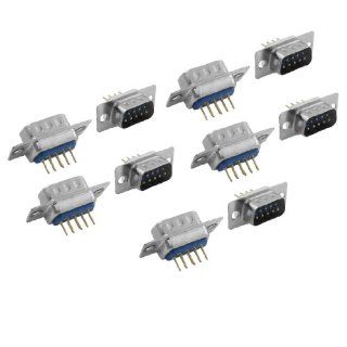DB9 9 Pin Male to Male Solder Type PCB Adapter Connectors 10 Pcs Electronics