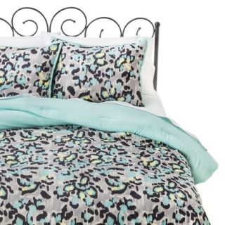 Xhilaration Ikat Cheetah Comforter Set   Black/Turquoise (Full/Queen)