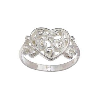 Silvermoon Sterling Silver Filigree Heart Ring Sterling Silver Rings