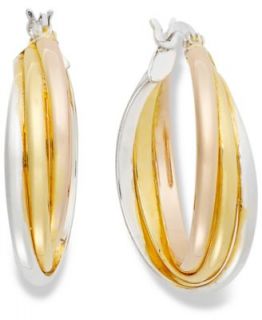 14k Gold over Sterling Silver and Sterling Silver Earrings, Diamond Cut Twist Hoop Earrings   Earrings   Jewelry & Watches