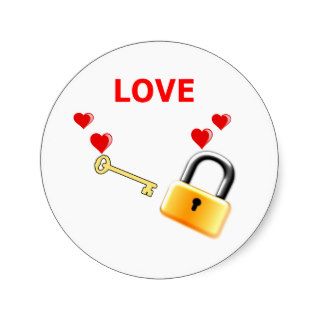 Love Lock Key Round Sticker