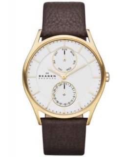 Skagen Denmark Watch, Mens Brown Leather Strap 433LGL1   Watches   Jewelry & Watches