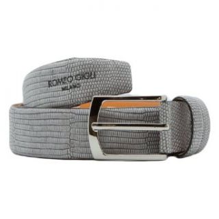 Romeo Gigli Z 194/35 021 Men's Adjustable Gray Lizard Embossed Leather Belt at  Mens Clothing store