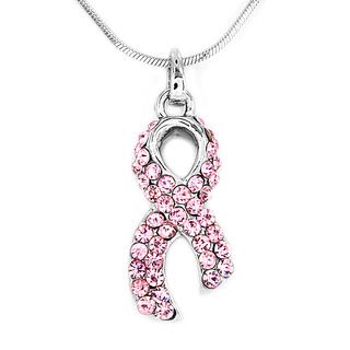 Polished Breast Cancer Awareness Pink Crystal Necklace West Coast Jewelry Fashion Necklaces