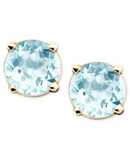 14k Gold Aquamarine Stud Earrings   Earrings   Jewelry & Watches