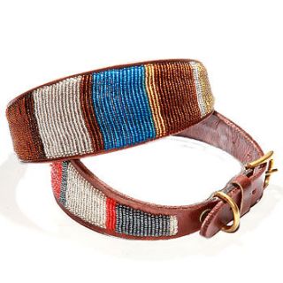 whippet or lurcher leather beaded dog collar by simba jones
