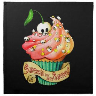 Sweet & Deadly  Skull Cupcake Printed Napkin