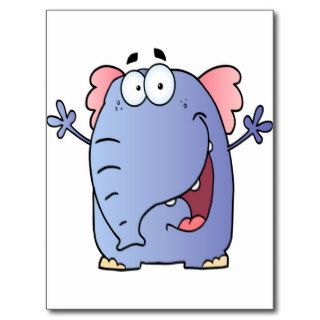 Happy Elephant Cartoon Character Postcard