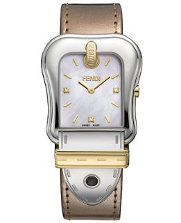 Fendi Timepieces Watch, Womens Swiss B. Fendi Diamond Accent Nougat Leather Strap 43x33mm F380114561D1   Watches   Jewelry & Watches