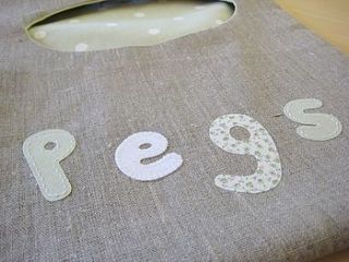 handmade linen applique peg bag by ticketty boo