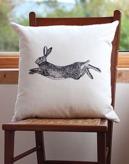 hare print cushion by bird