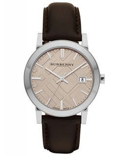 Burberry Watch, Mens Swiss Smooth Brown Leather Strap 38mm BU9011   Watches   Jewelry & Watches