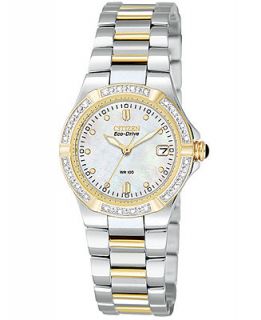 Citizen Womens Eco Drive Riva Two Tone Stainless Steel Bracelet Watch 26mm EW0894 57D   Watches   Jewelry & Watches