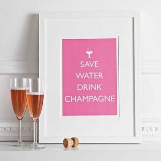 'save water drink champagne' print by catherine colebrook