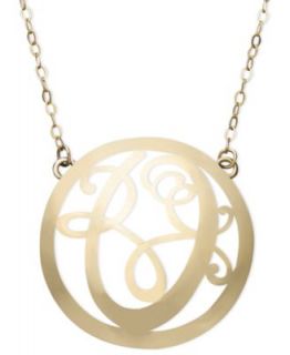 14k Gold Necklace, W Initial Scroll Circle Pendant   Necklaces   Jewelry & Watches
