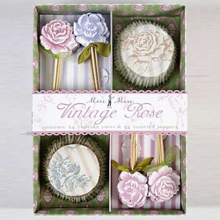vintage rose cupcake kit by little cupcake boxes