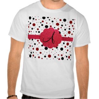 Black and red polka dots monogram t shirts