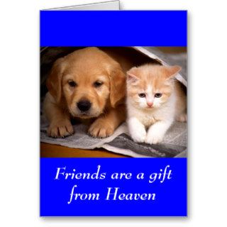 Friendship Golden Retriever Puppy  & Kitten  Card