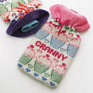 fairisle hot water bottle cover for her by clova knits