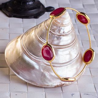 five faceted rubies and gold stacking bangle by rochelle shepherd jewels