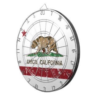 california flag chico distressed dartboard with darts