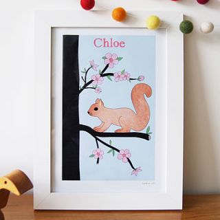 personalised playful squirrel art print by superfumi