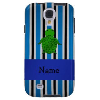 Personalized name sea turtle blue stripes