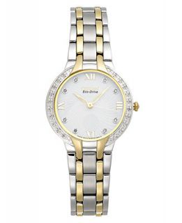 Citizen Womens Eco Drive Diamond Accent Two Tone Stainless Steel Bracelet Watch 29mm EM0124 57B   A Exclusive   Watches   Jewelry & Watches