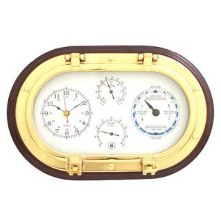 Bey Berk Brass Porthole Clock,Tide Clock,Thermometer, and Hygrometer