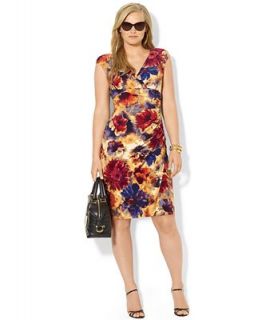 Lauren Ralph Lauren Plus Size Dress, Cap Sleeve Floral Print Faux Wrap   Dresses   Plus Sizes