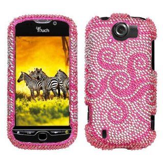 Asmyna HTCMYTH4GSLHPCDM186NP Dazzling Luxurious Bling Case for HTC My Touch 4G Slide   1 Pack   Retail Packaging   Whirl Flower Cell Phones & Accessories