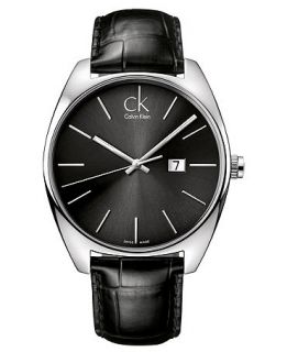 Calvin Klein Watch, Mens Swiss Exchange Black Leather Strap 44mm K2F21107   Watches   Jewelry & Watches