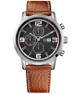 Tommy Hilfiger Watch, Mens Brown Leather Strap 44mm 1710336   Watches   Jewelry & Watches
