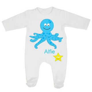 personalised octopus babygrow by little baby boutique