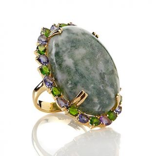 Treasures of India Tree Agate and Gemstone Vermeil Ring