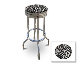 2 Zebra Print 29'' Specialty Chrome Barstools Bar Stools   Barstools Without Backs