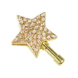 Generic Gold Tone Rhinestone 3D Star Plug Charm for Apple iPhone 5 4S Samsung 1.1" Cell Phones & Accessories