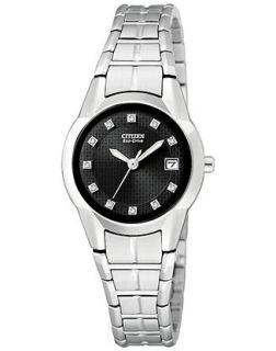 Citizen Womens Eco Drive Dress Diamond Accent Stainless Steel Bracelet Watch 25mm EW1410 50G   Watches   Jewelry & Watches