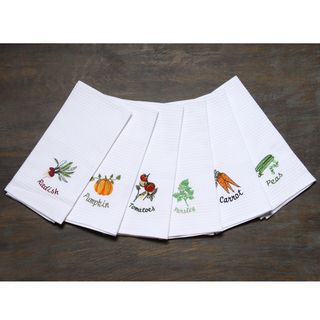 LUCIA MINELLI 6 piece Vegetable Embroidered Turkish Kitchen Towel Set Kitchen Towels