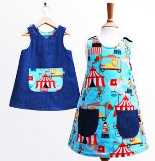 circus print reversible dress by wild things funky little dresses