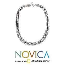 Sterling Silver 'Centipede' Chain Necklace (Indonesia) Novica Necklaces