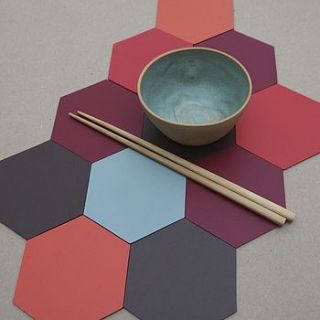 set of six hexagon leather coasters by artbox