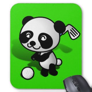 Cute Cartoon Baby Panda Bear Golfing Mouse Pads