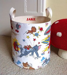 personalised tom & jerry retro toy storage by auntie mims