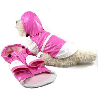 Pet Life Extra Small Pink and White Hooded Raincoat Pet Apparel